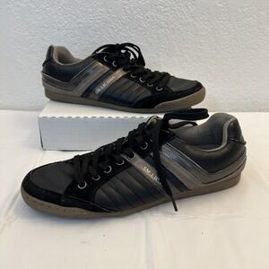 Steve Madden Mens Evrclear Leather Fashion Sneaker Shoe Sz 10 Black Gray Lace Up